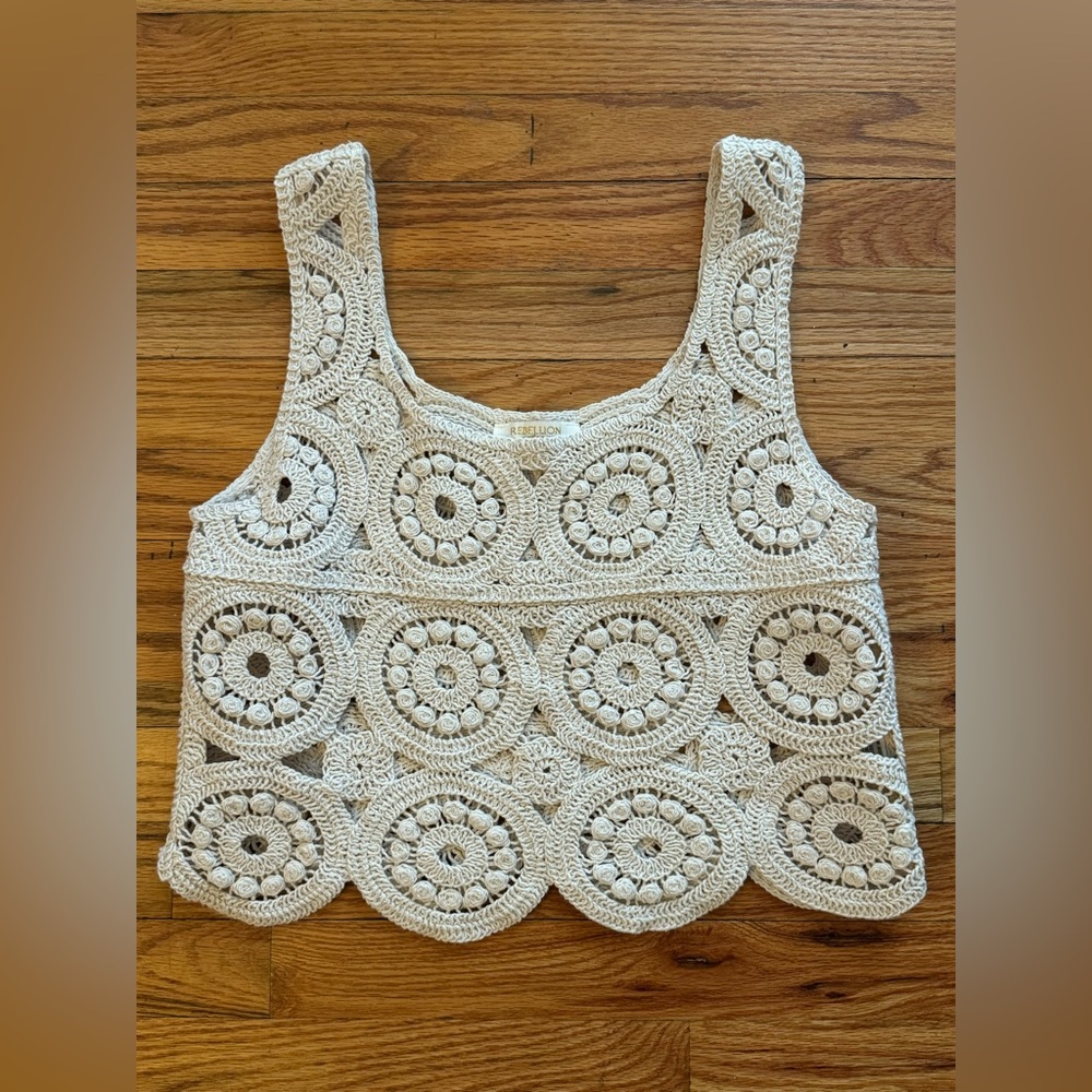 Crocheted cream tank